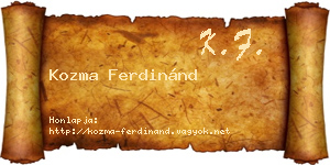 Kozma Ferdinánd névjegykártya